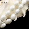 Loose Gemstones SR 12x15mm Feeform Egg Shape White Natural MOP Shell Immitation Pearl Gemstone DIY Beads Strand 15"