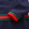 Diseñador Niños recién nacidos Stripe Mompers para niños Niños para niñas Ronda de collar redonda de manga larga Sprend