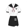 Kleding sets sexy vrouwelijke Sailor -uniform Koreaanse roze stropdas witte top bodycon rok Japanse schoolmeisjes jk pak cos kostuums vrouwen