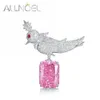 Allnoel 925 Sterling Silver Brosches for Women High Carbon Diamond Bird Woodpecker Animal Wedding Party Delicate Jewelry Gift 240401