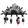 Hooks 4 Sunflower Key Hanging Rack Flower Metal Black Wall Art For Coat Towel Keys Bag Hanger Home Decoration