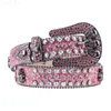 Belts Fashion rhinestone skull strap womens crystal inlaid jeans decoration pink luxury designer diamond bb strap womensC240407