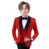 Stylish Slim Fit Boys Suit Set 3 Pieces Tuxedo för formellt tillfälle Blazer Vest och Pants Kids outfit Wedding Prom Fast Ship 240328