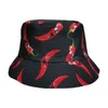 Szerokie czapki wiadra męskie czerwone papryka nadrukowana Hip Hop Fisherman Panama Spener wolny czas Q240403
