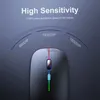 MICE Wireless Mouse RGB Bluetooth Computer Gaming stil opladen Ergonomisch vilt met LED -achtergrondverlichting USB geschikt voor pc -laptops H240407