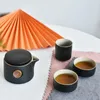 Teaware set Black Pottery Outdoor Travel Tea Set Green Pot and Cup Cups Mugs Teacups Teeware Teware Coffeeware Gaiwan