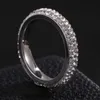Nicho de anel de aço de titânio fêmea de nicho sofisticado de cinco fileiras de lama de diamante completo anel de diamante em aço inoxidável jóias