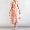 Casual Dresses Boho Floral Maxi Dress V Neck Long Sleeve Women Business One-Piece Women's Gown