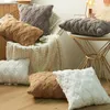 Pillow Style Nordic Plush Color Solid Color Capas FUR 3D Case geométrica para Sofá Living Home Decoration 30x50cm 45x45cm