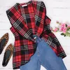 Kvinnors västar Autumn Red Plaid Simple Women Blus Slim midje väst rockar ärmlösa lösa kvinnliga kappor