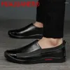 Sapatos casuais deslizam masculino no sexo masculino de couro genuíno, designer de moda, apartamentos de luxo, masculino, panos de alta qualidade