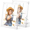 Frame 2Pcs Acrylic Picture Frames With Stand 5x7 Inch Clear Magnetic Acrylic Photo Frame Frameless Tabletop Picture Frame Horizontal