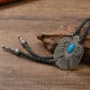 Bolo Ties Mens American Bolo Tie Punk Vintage Cowboy Hat Leather Rope Eagle Bird Necktie H7EF 240407