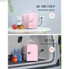 冷凍庫ミニ冷蔵庫4リットル/6缶スキンケア用に使用されるAC/DCポータブルクーラー冷蔵庫食品ホームオフィスと車（ライトピンク）Y240407