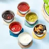 Tischgeschirr 6-Stcs/Set-Leck-Sicht aus Edelstahl-Saucenbox mit Silikondeckel 50 ml Salatdressingbehälter wiederverwendbarer rostfrostes Tasse