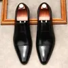 Chaussures habillées de chaussures en cuir noir italien homme authentique pointe pointe pointe vers des mocassins de luxe formels slip sur oxford