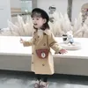 1-6 anos Y Girls Long Trench Coats Fashion Inglaterra estilo Windbreaker Justice Girl Girl Spring Autumn Overtum Casual Casual Roupas