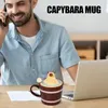 Caneca de café engraçada 13 oz de chá de chá com colher e tampa Capybara para meninas amigas colegas de trabalho Milk 240407