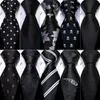 Krawat business czarny jedwabny krawat męski klasyczny solidny wysokiej jakości kieszonkowe kieszonkowe spinki do mankietów ustawione na imprezę formalny projektant Barry. Wang! C240407