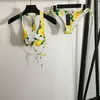 Sexy Womens print floral beach swimwears fashion summer ruffle string bikini set vintage 3D flower low waist luxury designer bikini swimsuits women