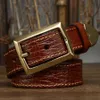 Ceintures de 3,3 cm pour hommes Luxury Retro Retro Ultra Shet Leather Celon CEinture Designer Brass Bourteau Menle Beltc420407