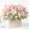 Decoratieve bloemen Kunstmatige zijde Rose pioenroos kleine maisy hydrangea boeket arrangementen bruiloft decoratie decor