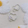 Hoop Huggie Earrings 925 Sier Plated Double Love Heart For Women Girls Hies Party Jewelry Gift Pseras Mujer E775 Drop Delivery Otesw