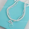 Designer Brand Tiffays Necklace New Love Dropping Glue Double Layer Pearl Fashionable and Versatile Style Approval