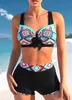 Kvinnors badkläder 2022 Kvinnor Sexig trendig Löst storlek Tvåbit Bikini Set Womens Fashion High midjan SwimeWear Summer Ny design Tryckt badkläder J240403