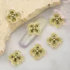 ミラーデザイナージルコンクローバー型ネイルチャーム10.5mm 4つの花びらフラワーストラスダイヤモンドアセサリー爪供給装飾用（50pcs）