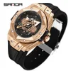 Sanda's New Hollowed Out Calendar Fashionable Trendy, Cool and Creative Men's Watch, Silicone Wristwatch