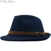 Wide Brim Hats Bucket Womens Fedoras Adult Hat Elegant Gangster Trilby Felt Homburg Church Jazz 55-58CM Cowboy Small yq240407