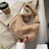 Tasche einfache weiche Plüsch Frauen kleine Geldbörse Handtaschen Mode Kunstpelz Damen Umhängetaschen Feste weibliche Tasche Baguette Unterarm