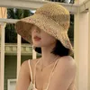Breda randen hattar hink hattar kvinnor stora grimma strandhattar tjej cap andas Sunscreen uv skydd damer sol visir kvinnlig stor grim halm tom q240403