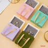 Gift Wrap Wishes Paper Drawer Box Jewelry Handle Portable Ring Earrings Necklace Storage Organizer Case Container