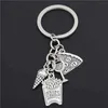 Keychains Lanyards 1pc Summer Pizza Ice Cream Dumpling Key Chains Foodie Jewelry Creative Kitchen Tools Accessorise Frech Fries Q240403