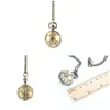 Orologi tascabili a forma di pallone da calcio retrò orologio in quarzo rotondo in bronzo con regali di gioielli con collana a catena