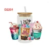 Vensterstickers 3D UV DTF Libbey Cup Wrap Iron op overdracht voor glas 16oz D2186