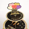 Party Supplies Black Gold Love Cake Stand Pappers Multi-Layer Tray Dessert Display Wedding Birthday Decoration