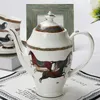 Teaware Sets 15-Piece European Phnom Penh War Horse Ceramic Coffee Tea Set Creative Household Bone China Pot Cup Saucer Home Bar Display