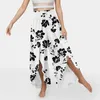 Women's Pants Long Split For Women Female Flower Print Wide Leg High Waist Loose Bohemian Court Trending Clothes