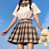 Set di abbigliamento giapponese sexy scolastico marinaio a quadro a-line a pieghetta pieghettata per ragazza mini uniformi