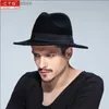 Wide Brim Hats Bucket Mens wool felt British Panama jazz hat Fedora black wide brown classic triangULar B-1509 yq240407