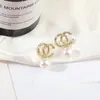 20style 18K GOUD GOLDE Designer Letters Stud Long Earring Dange Crystal Geometric Brand Women Rhinestone Pearl Wedding Party Joodlry Accessoires