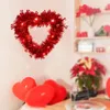 Decorative Flowers Heart Shaped Valentine Wreath With Light Front Door Decoration For Wedding Anniversary Decor Lightweight Sturdy Stylish
