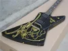 Super Rare Custom Floss Gloss Black Gold Carging Scriving Top Explorer Электрогитара Gold Adwarwware8470522