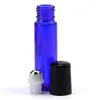 Bottiglie di conservazione 24pcs/lotto da 10 ml bottiglia rullo blu cobalto con sfere in acciaio inossidabile rotolo vuoto su contenitori di olio essenziale per profumo