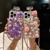 Luxurys Designer Fashion Phone Cas pour iPhone 15 14 13 12 Mini 15pro 14pro 11 Pro Max XR Bling Sparkling Rhinestone Diamond Luxury Téléphone Couverture ajustée