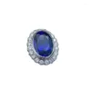 Klusterringar som säljer imitation Blue Oval Crystal Gemstone Ladies Ring Fashion Euro-American Style 925 Silver Party Anniversary Gift