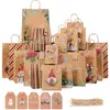 Storage Bags Cabilock 1 Set Christmas Paper Pouches Handy Brown Themed Candy Gift